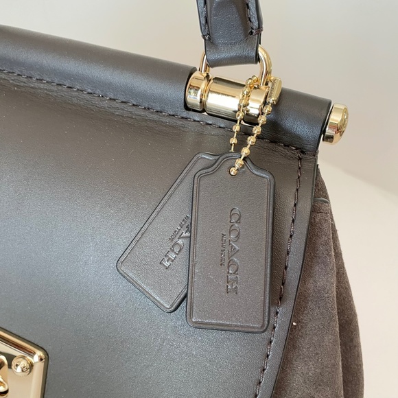 Coach Drifter Top Handle Leather Suede Chestnut Gray 38388 Shoulder Bag - Picture 10 of 16